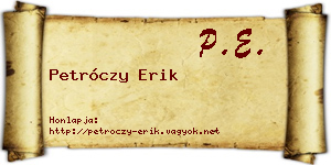 Petróczy Erik névjegykártya