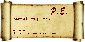 Petróczy Erik névjegykártya